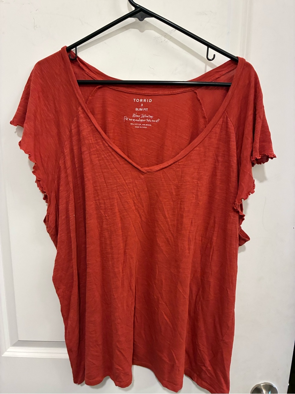 torrid Rust Red V-Neck Short Sleeve Tee